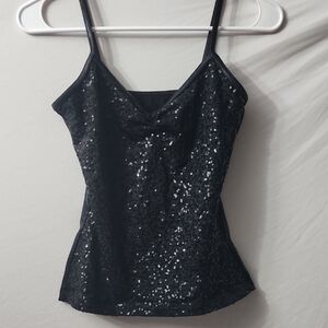 Black Sequin Women's Top Compression Dance